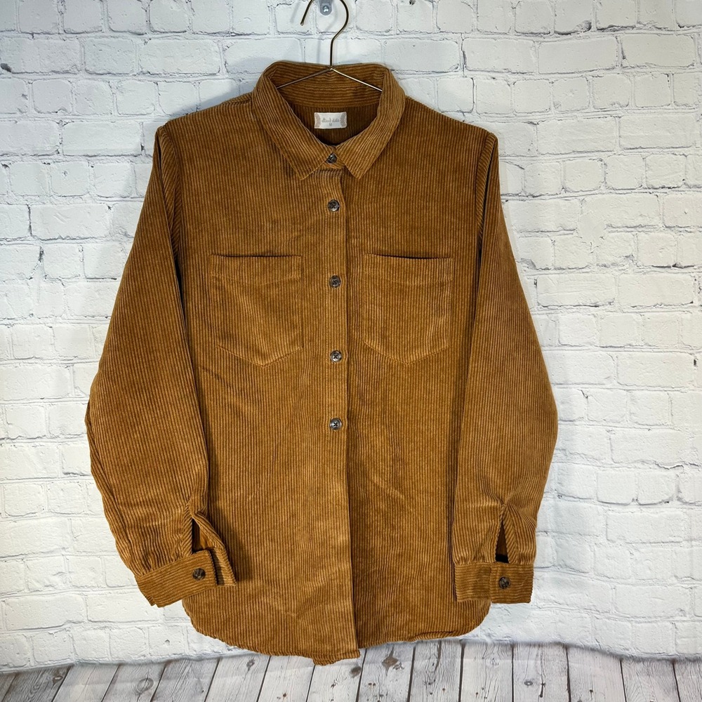 Altar'd State Corduroy Button Down Shirt Pecan Brown Shacket T1201CORAS-22 M